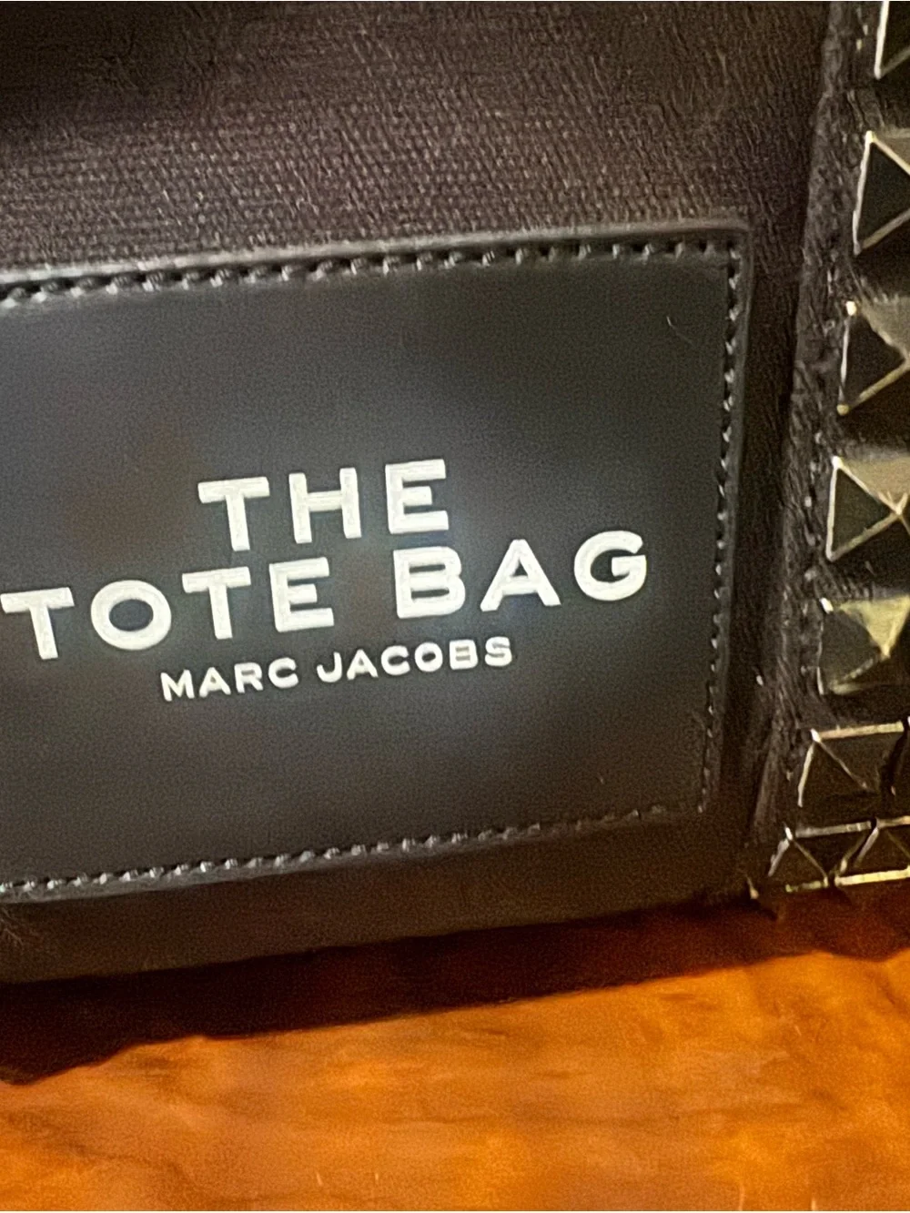 Marc Jacobs Black Studded Canvas Tote with Detachable Strap